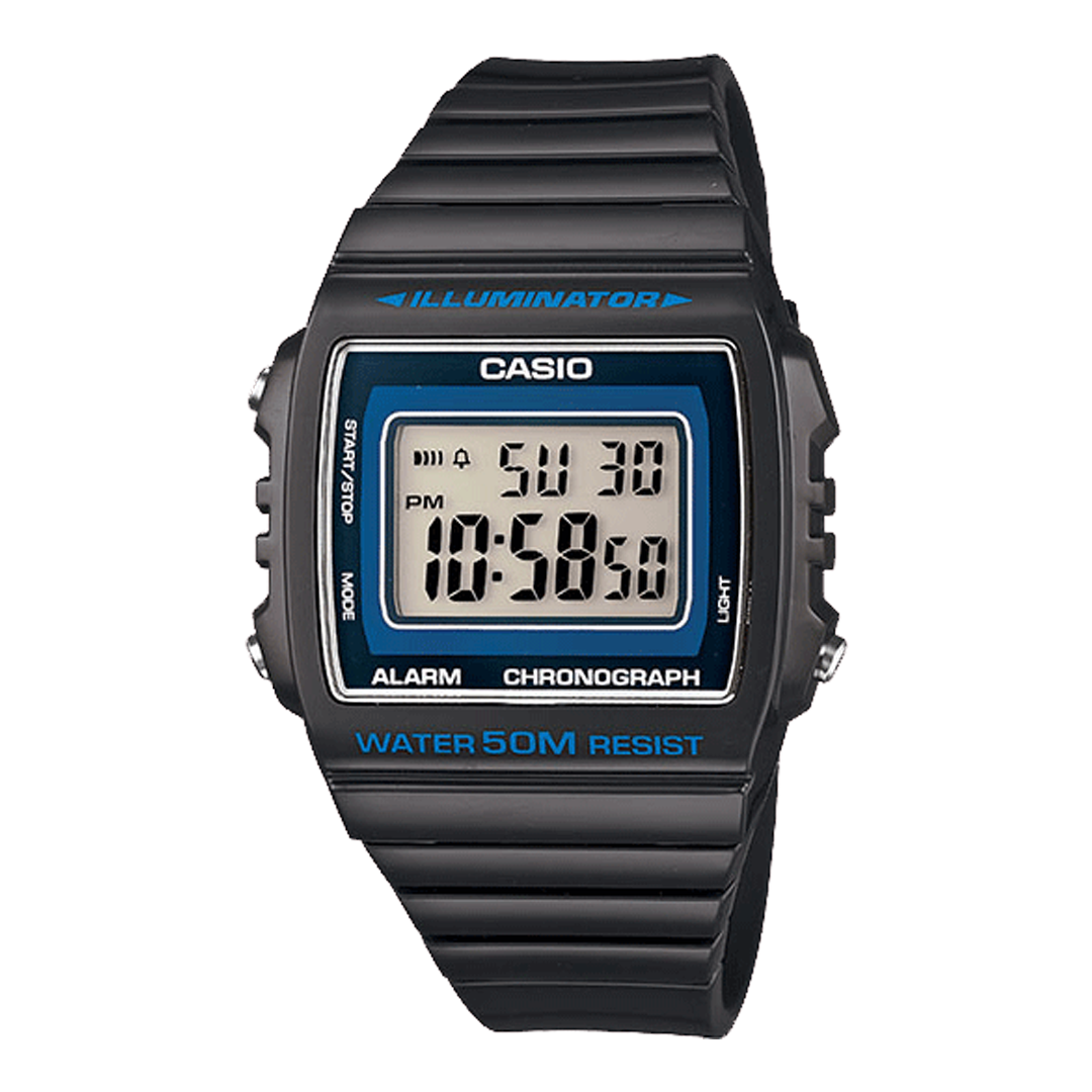 W-215H-8AV | CASIO นาฬิกาข้อมือ สายเรซิ่น สีเทา